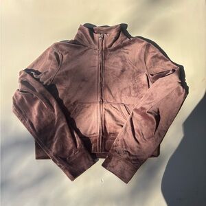 Hollister Women's Brown Velvet Tracksuit Zip Up